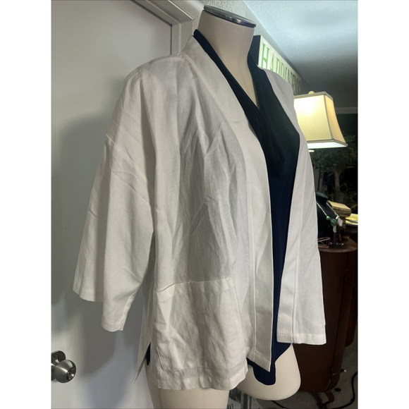 Linen Jacket In White BY Clara Sun Woo Size NWT - Picture 3 of 11